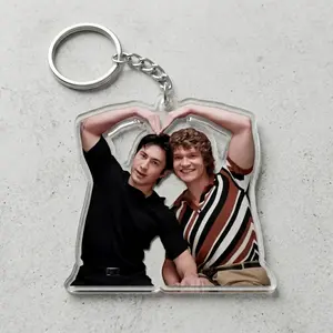 Heated Rivalry Acrylic Keychain – Connor and Hudson Heart Pose Clear Keyring for Movie Fans