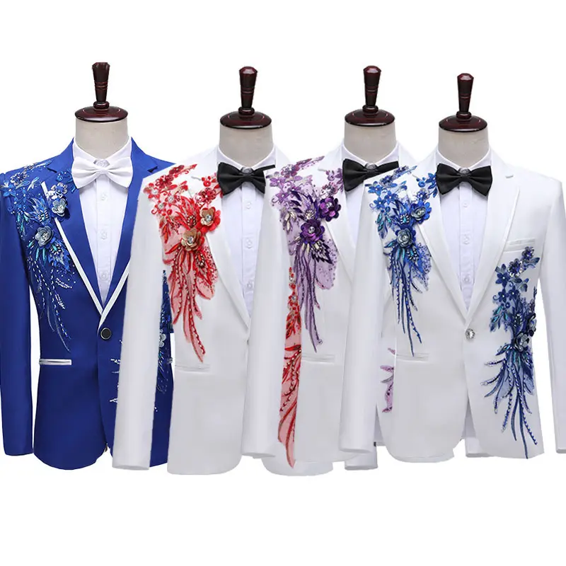 Men's suit set 2-piece fashionable sequined stage performance outfit slim-fit suit host choir performance costume design sense