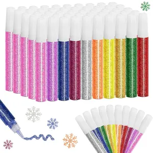 50Pcs 10 Colors Craft Glitter Glue Pens Bulk Glitter Gel Glue Sticks for DIY Arts Projects, Painting Scrapbooking, Card Decorating Supplies
