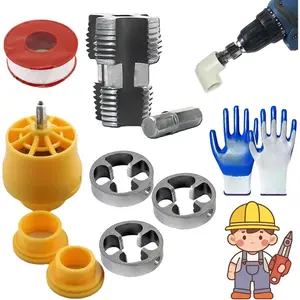 Electric Drill Compatible PVC Pipe Threader Kit with Various Die Sizes, Pvc Pipe Threader Kit,PVC Thread Maker Tool for Electric Drill,PVC Pipe Threader with 3 Dies, 1/2", 3/4", 1"(Internal+External) Industrial