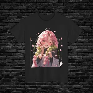 Pink Blossom Swordswoman Anime Graphic Tee, Kanroji Mitsuri Demon Slayer Anime Youth Shirt, Cute Mitsuri Hashira Kimetsu No Yaiba Anime T-Shirt for Men, Women and Kids