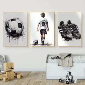 3pcs/set Unframed Personalized Football Player Canvas Printed Poster, Boys and Girls Football Gift, Decorative Mural, Modern Room, Decor, Art Wall Decoration