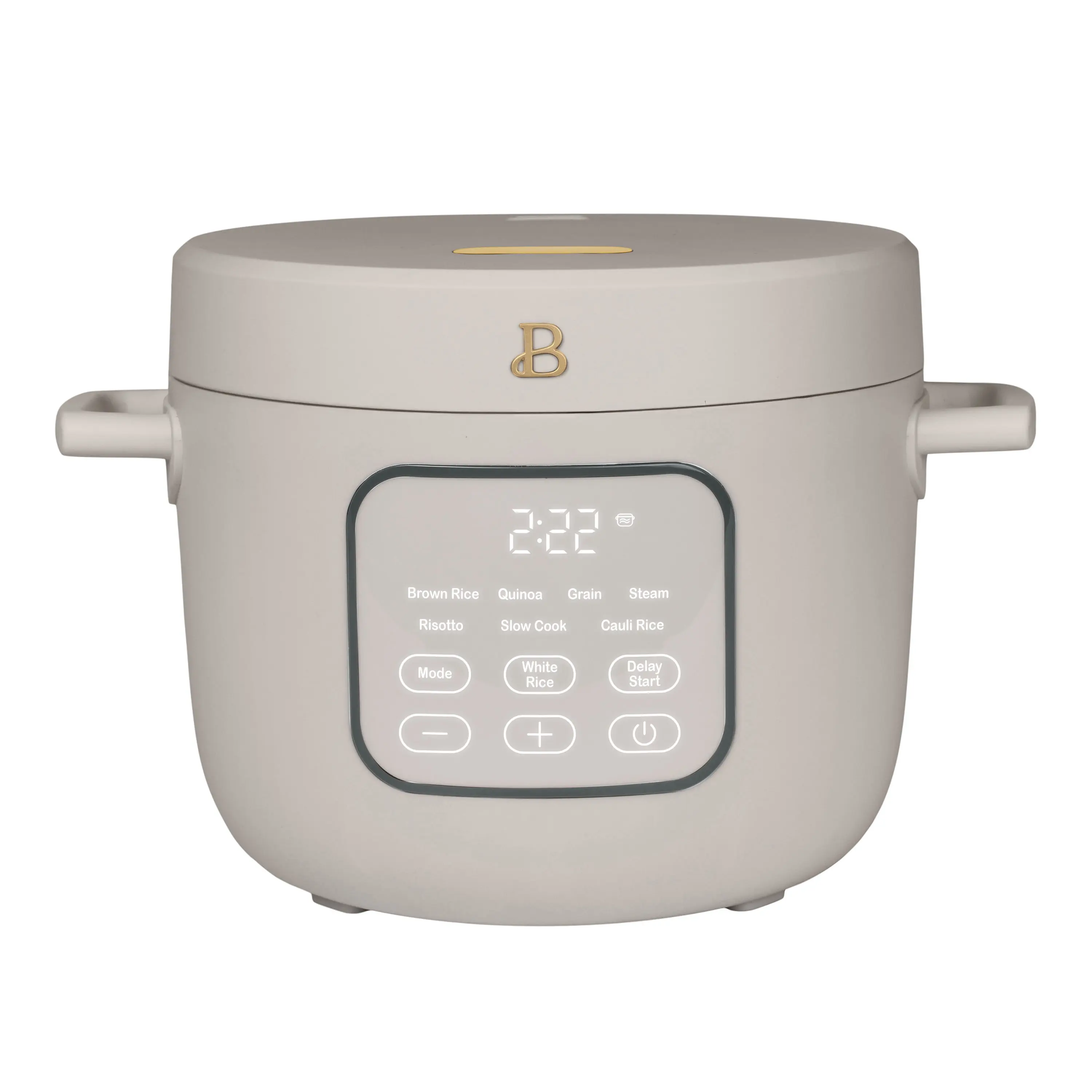 Beautiful 14-Cup Cooked, 6-Cup Uncooked Electric Rice and Grain Cooker, EverGood Ceramic Nonstick Coating, Porcini Taupe by Drew Barrymore