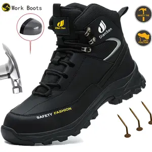 Waterproof Indestructible Men Work Safety Boots Anti-smash Anti-puncture all-season outdoor Protective Boots new steel toe shoe advanced non-slip traction