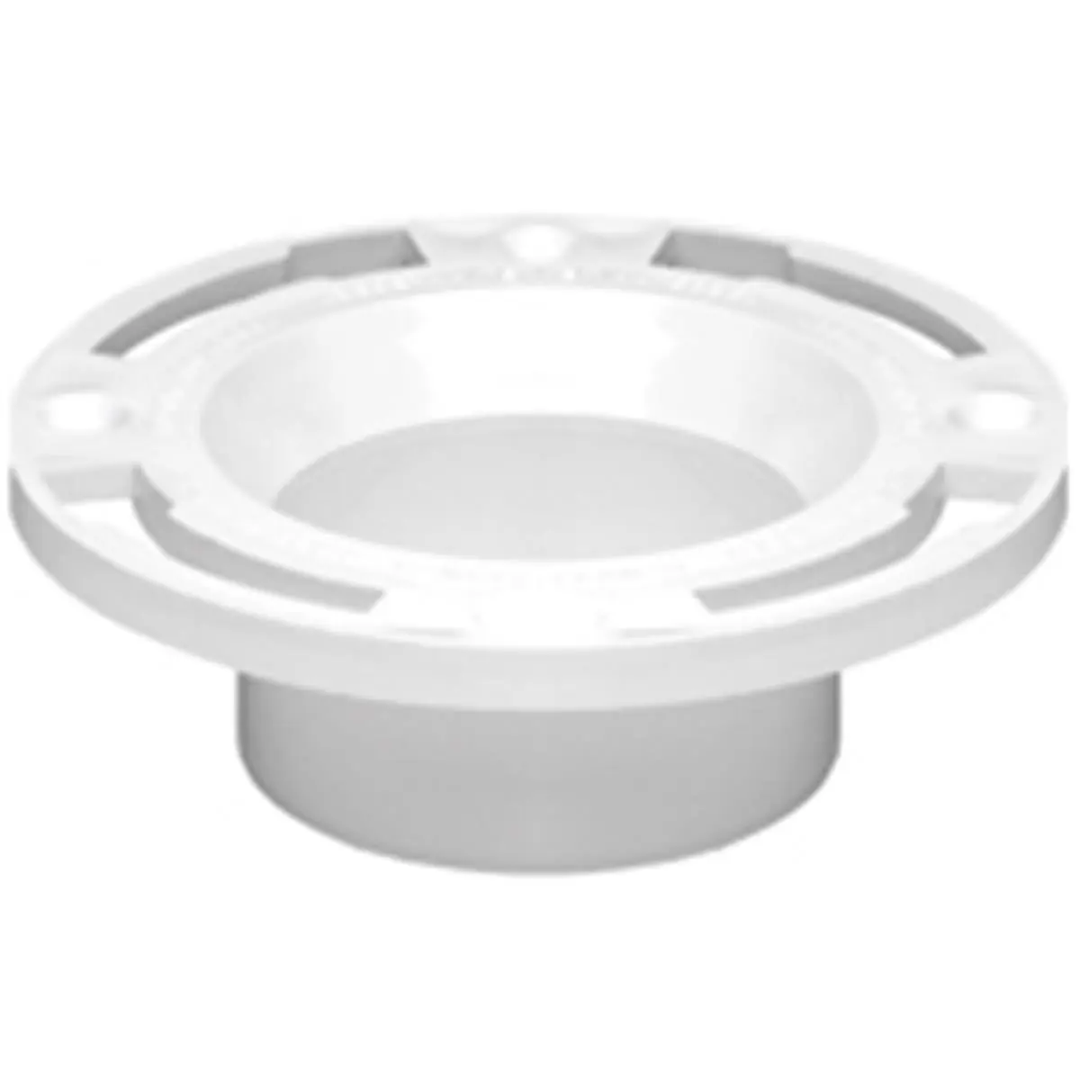 Oatey Level Fit Closet Flange with Plastic Ring, PVC for Solvent Welds, Fits 3 in and 4 in Schedule 40 DWV Pipe, Floor, 3-4 In., 4 Countersunk Mounting Holes