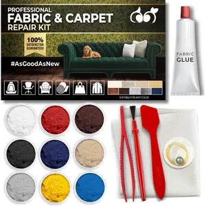 Fabric & Carpet Repair Kit | Fix Tears, Holes, and Burns on Fabric and Carpet Upholstery, Rugs, and Clothing | Easy Application with Customizable Colors