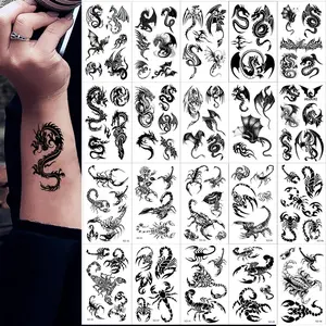 10pcs Dragon Scorpion Snake Temporary Tattoo Stickers Waterproof Fake Tattoo For Hand Neck And Body Art Men Women Tattoo Sticker