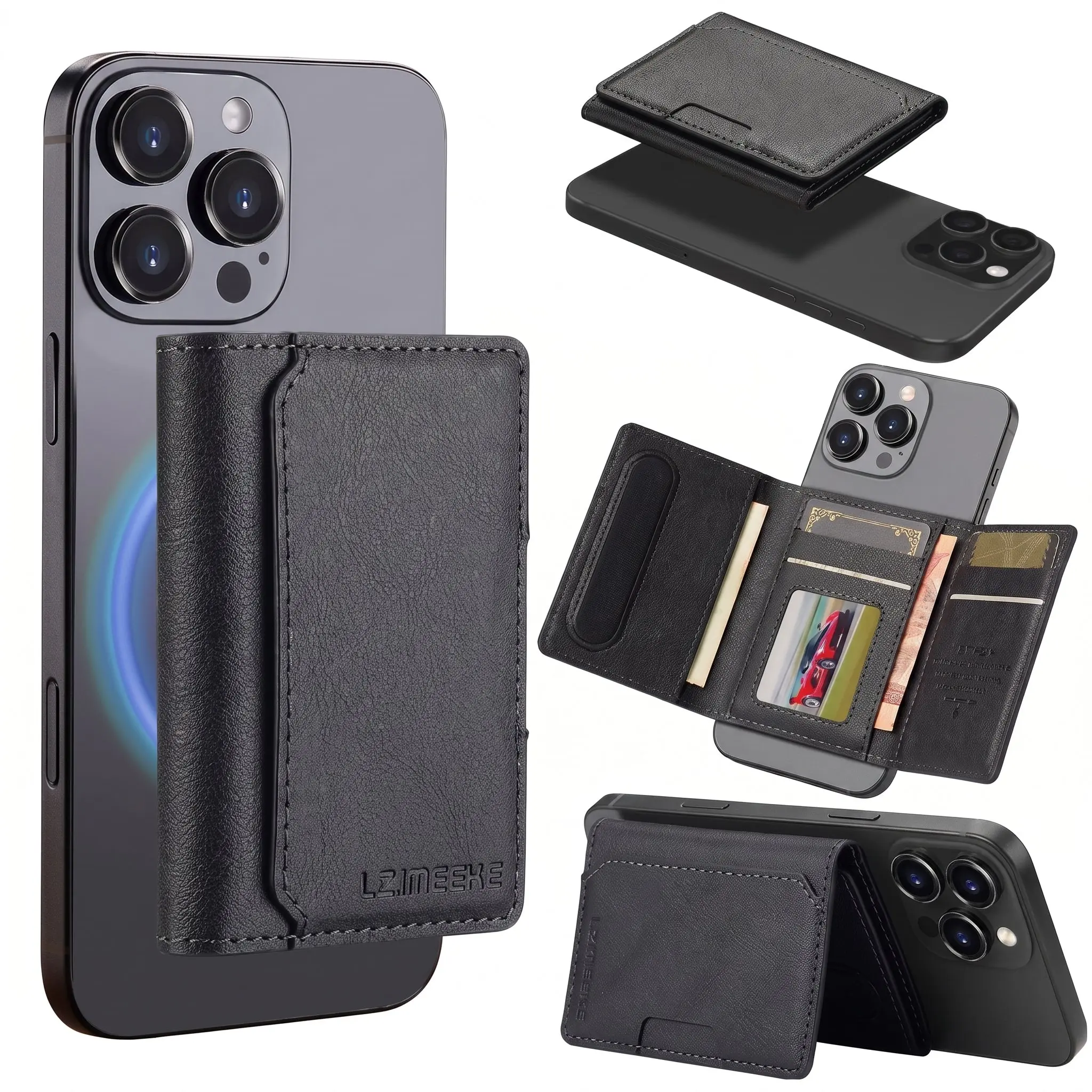 MagSafe Wallet for iPhone, Slim Detachable Mobile Phone Card Holder, Magnetic Phone Accessory for Secure Card Storage