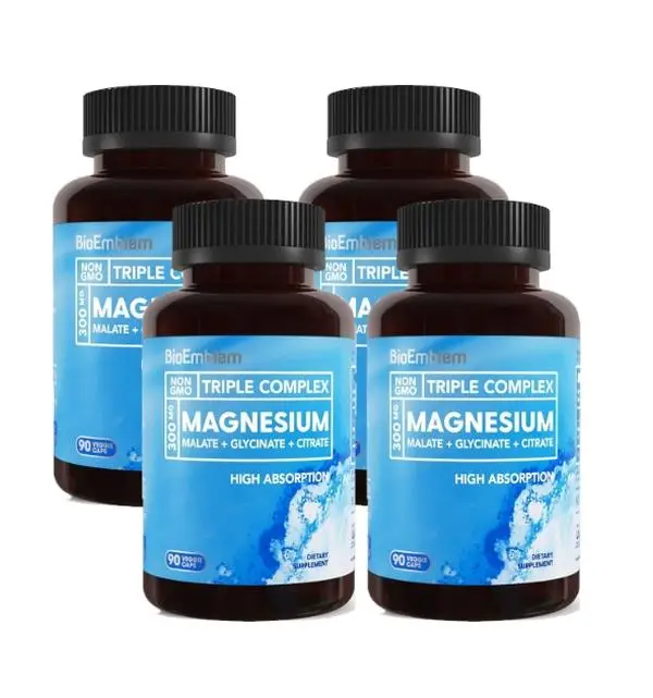 【BioEmblem】Triple Magnesium Complex, Nighttime Relaxation & Sleep Aid, Support Muscles, Nerves, Energy & Overall Fitness Healthcare