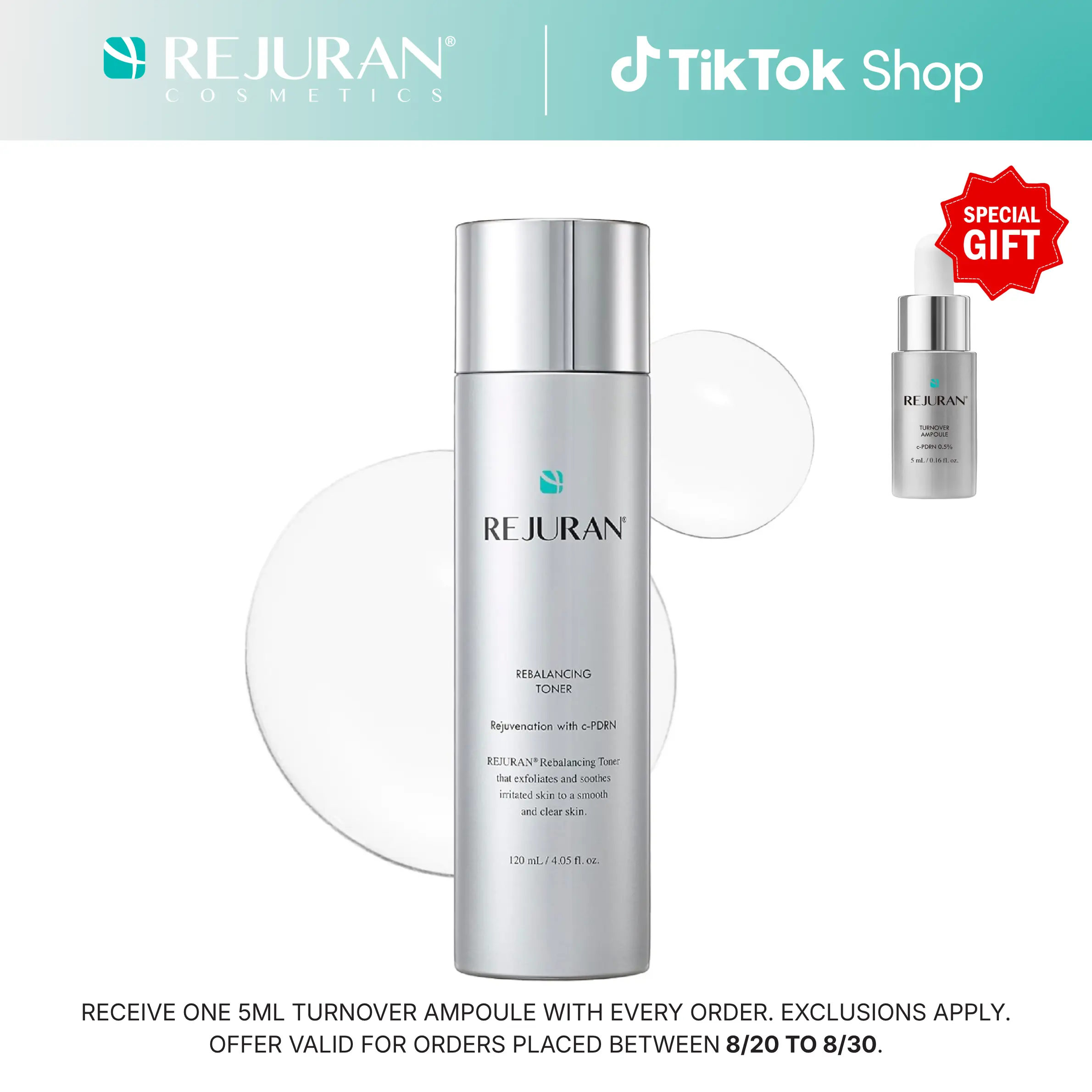 REJURAN Rebalancing Toner, c-PDRN - Hydrating and Soothing Facial Toner for Improving Skin Texture and Strengthening Skin Barrier (4.05 fl oz) REJURAN Rebalancing Toner, c-PDRN - Hydrating and Soothing Facial Toner for Improving Skin Texture and Strengthening Skin Barrier (4.05 fl oz)