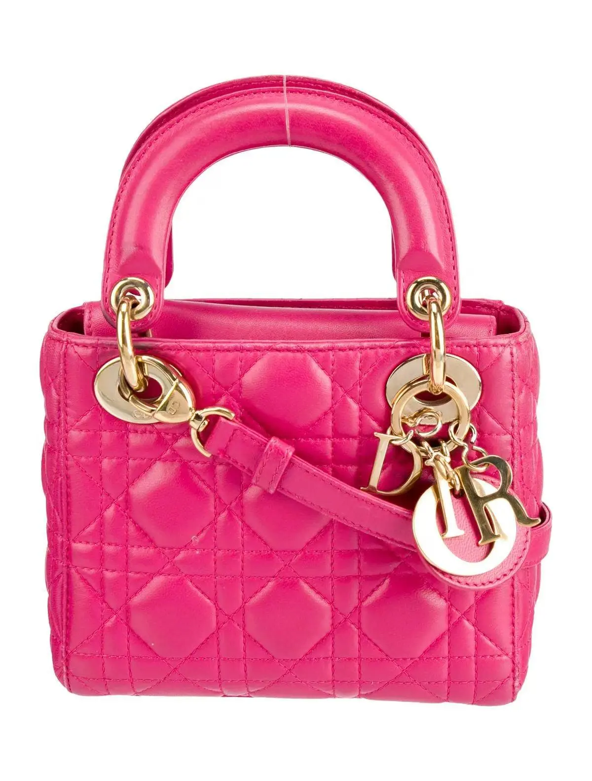 Pre-owned Dior Lambskin Lady Mini Handbag
