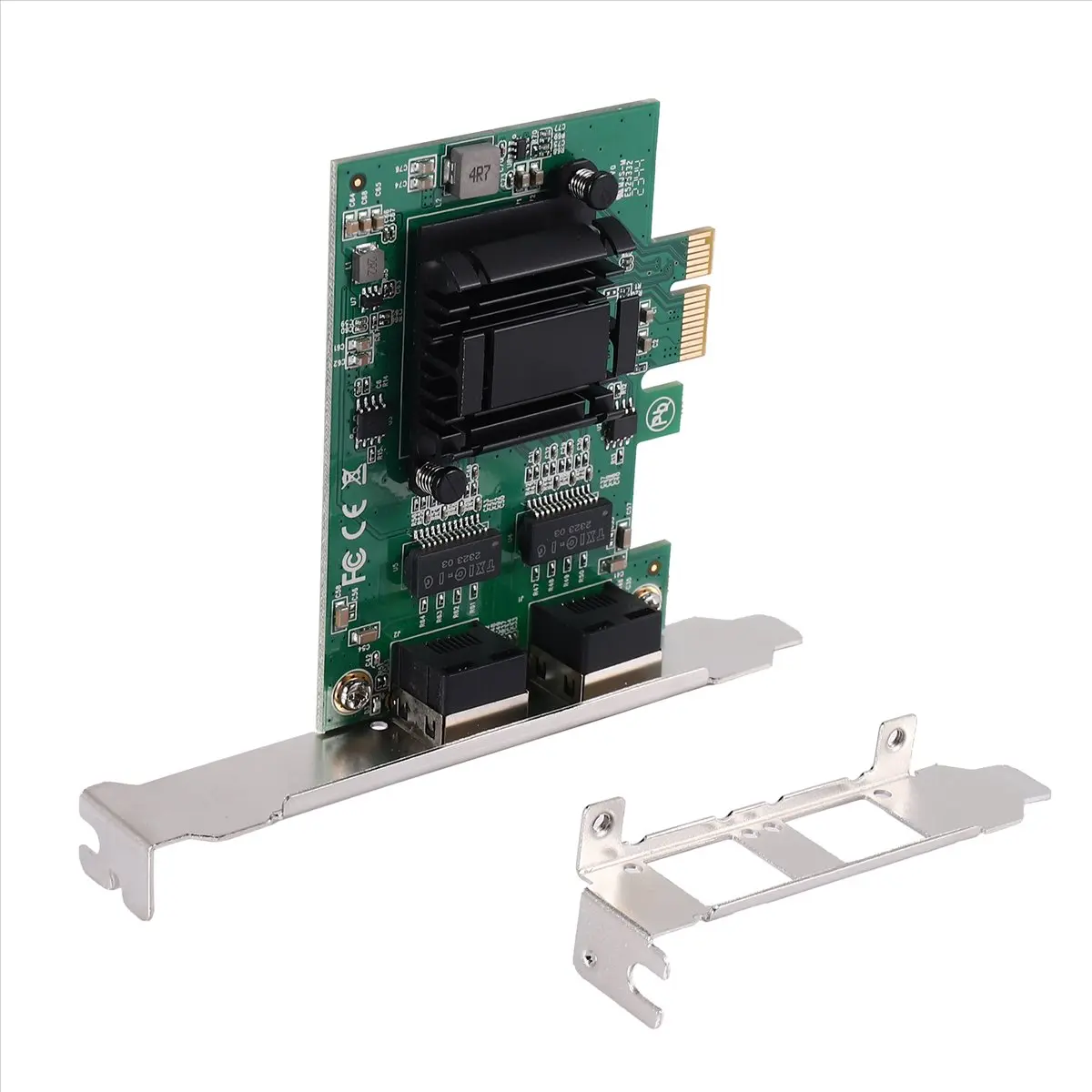 2-Port Gigabit PCIe Network Card (1 x Network Card, Plastic) with 82571EB LAN NIC Chip, Alloy Heat Sink, Full Duplex Control, IPMI Pass-Through, iSCSI Boot, PXE Remote Boot, VLAN Filtering for Linux 2.6.x-5.x, Server 2008 R2/2012/2016/2019 Systems