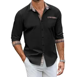 COOFANDY Men's Long Sleeve Dress Shirt Plaid Collar Casual Button Down Shirts Classic Cotton Menswear