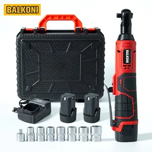 BALKONI 16.8V Lithium Electric Angle Ratchet Wrench with 50N.m Torque & LED Light 7 Sockets for Tight Spaces Professional Car Repair Tool
