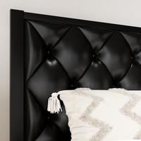 Diamond-Tufted  Black PU Leather
