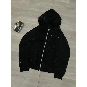 -Zipper hooded jacket, sparkling open front jacket, fashionable high-end brand sportswear, available in multiple colors and sizes S-2xl (raincoat)
