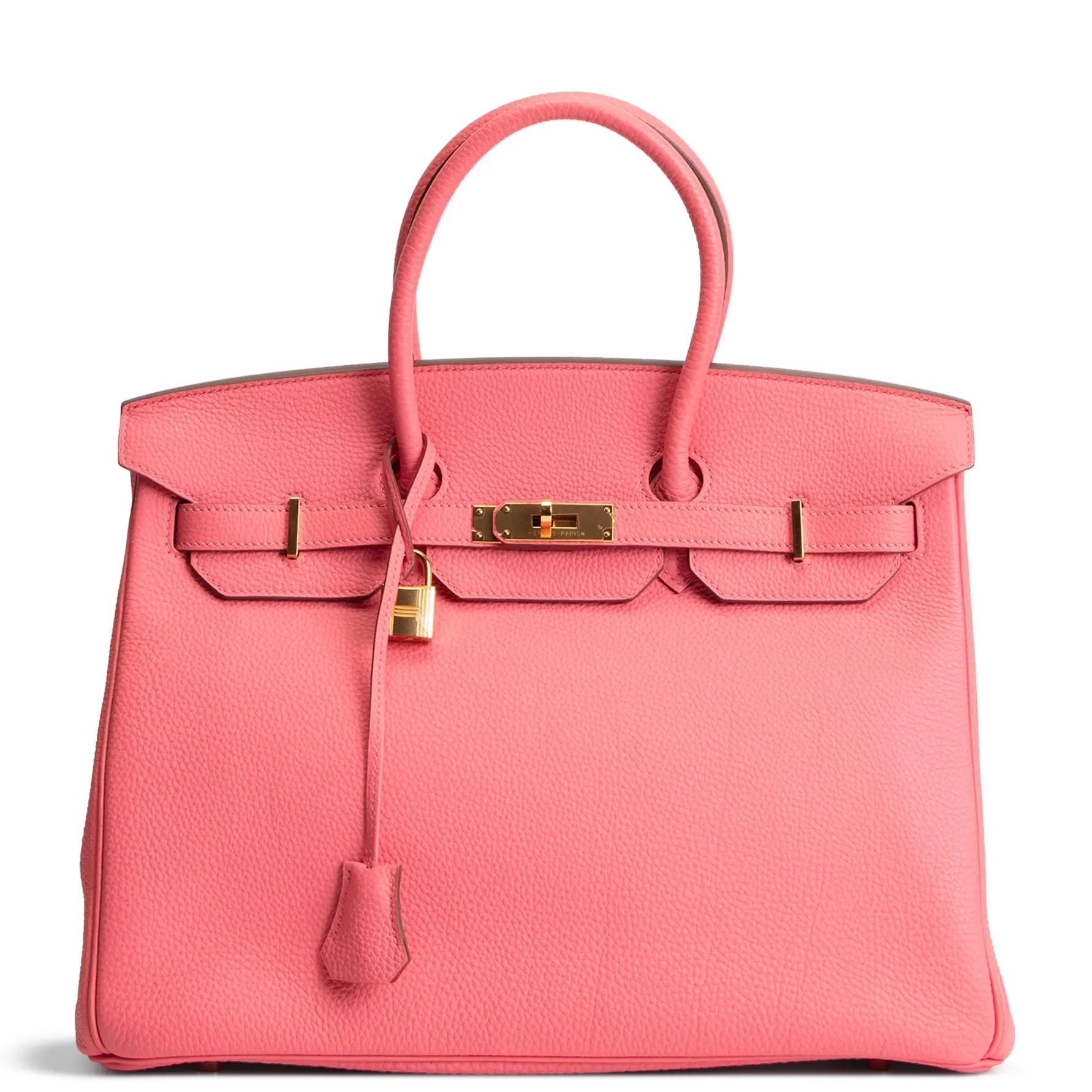 Pre-owned Hermés Togo Leather Tote Bags HERMES Birkin 35 Togo Rose Lipstick w/ Gold Hardware