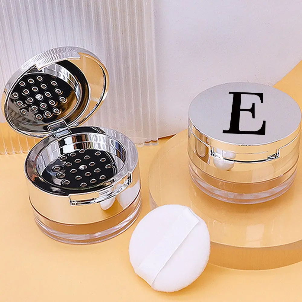 Portable Makeup Powder Storage Box with Mirror, Women's Cosmetic Loose Powder Organizer, Refillable Sifter, Travel Compact Container, Cosmetic Beauty Organisers