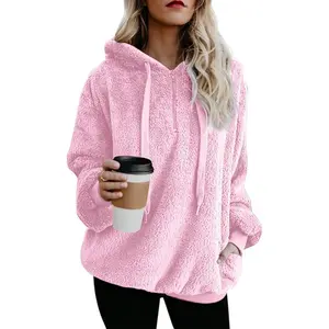 Womens Fuzzy Fleece Pullover Oversized Sherpa Jacket Half Zip Pullover Sweaters Winter Faux Fur Jacket Coat