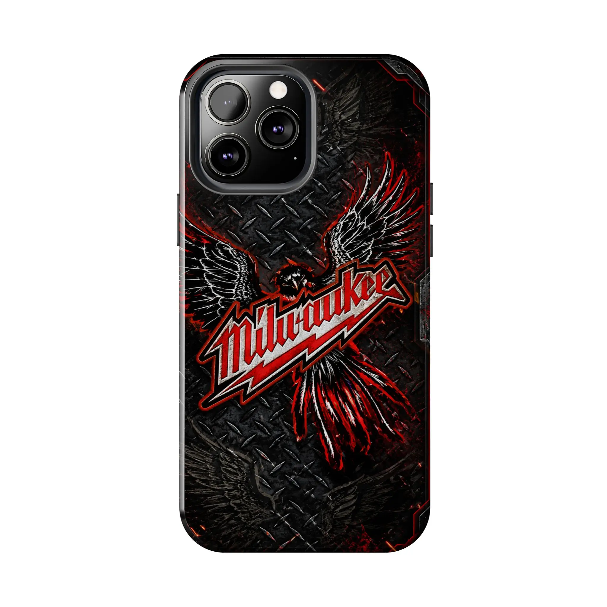 Milwaukee Eagle Phone Case, Red Black Industrial Tough Case, Blue Collar Mechanic Dual Layer Protective Cover, Tool Lover Gift