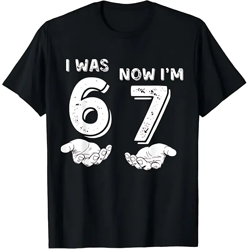 I was 6 Now I'm 7 Six Seven Meme with Hands 7th Birthday T-Shirt.png graphic tees men crop tops summer outfits for men summer tops T-Shirt