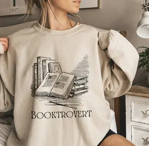 Booktrovert Sweatshirt , Bookish Graphic Hoodie, Gift for Book Lover, Full Colors, Full Sizes, Soft Comfortable Digital Printed