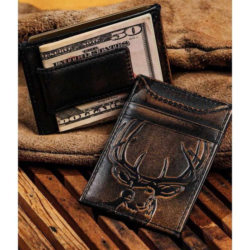 Deer Magnetic Front Pocket Exquisite Wallet Leather Cowhide Wallet