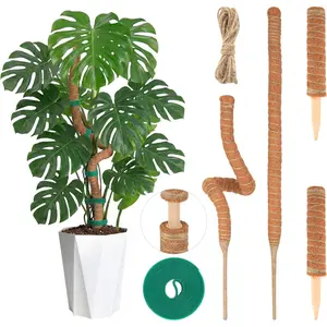 Moss Pole Monstera  Support,  Growth Stages, Two 28'' Bendable Poles & Two 12'' Stackable Coir Poles, 7mm  Core Houseplant Support Stakes, Indoor Trellis Accessories for Monstera