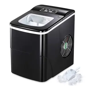 Ice Making Machine  Countertop Ice Maker Portable -Bullet Ice Cubes Ready in 6 Mins - Makes 26 lbs Ice in 24 hrs - Perfect for Home/Office/Bar, LCD Display & Ice Scoop & Basket