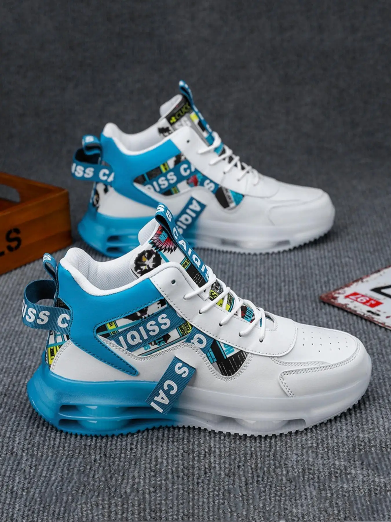 Fashion Letters Print Colorblock Non-slip Sneakers, Casual Comfortable Breathable Sports Shoes for Outdoor Activities, Trendy All-match Sneakers for M