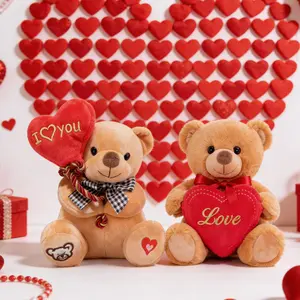 2PCS Mother’s Day Love Teddy Bear Plush Toy Soft Cuddly Heart Bear Cute Stuffed Animal with “Love” Heart Romantic Valentine’s Day Gift for Girlfriend Wife Kids and Teens Perfect Sweet Surprise Birthday Anniversary Present and Room Decor