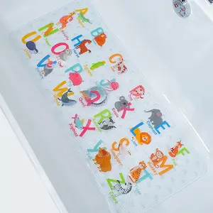 Bath Mats for Tub Kids,Baby Toddler - Large Cartoon Non-Slip Bathroom Bathtub Anti-Slip Shower Mats for Floor 35x15,Machine Washable XL Size Bathroom Mats (Alphabet)