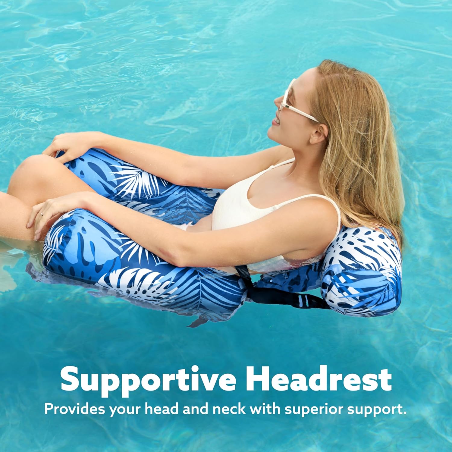Pool Floats Chairs Adult,Inflatable Pool Lounge,Plant Pattern Floating Mat Hammock,Blow up Water Chairs Noodles rafts for Party Summer Water Beach Fun