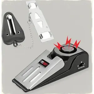 Portable Travel Security Alarm, Dual Protection Door Lock Kit, Adjustable Door Stopper for Home Apartment Safety, Anti-Intrusion Alert Device, Lightweight Self Defense Tool with Loud Alarm