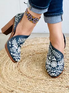 Embroidery heel wedges Huarache Sandal, style Boho Hippie, woman’s Cute leather Wedding heels- colorful leather, High Heels for Women, Gift for Her