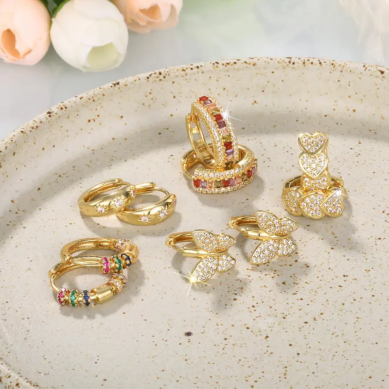 【Black Friday】Women's Elegant Butterfly & Heart Design Hoop Earrings, Exquisite Trendy Versatile Jewelry Gift for Daily & Party Decor