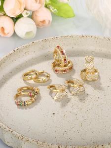 Women's Elegant Butterfly & Heart Design Hoop Earrings, Exquisite Hoop Earrings, Trendy All-match Jewelry As Gift for Daily & Party Decor