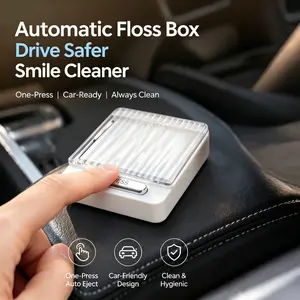Automatic Floss Dispenser, car-mounted portable design, floss pops out one piece at a time for clean use. Hygienic individual dental floss, compact size, ideal oral care accessory for vehicle, travel and daily on-the-go use.