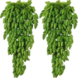 Christmas Decor Artificial Hawthorn Vine Set of 2 with Pine Needles and Plants, Perfect for Hanging or Table Centerpiece, Fake Hanging Plants