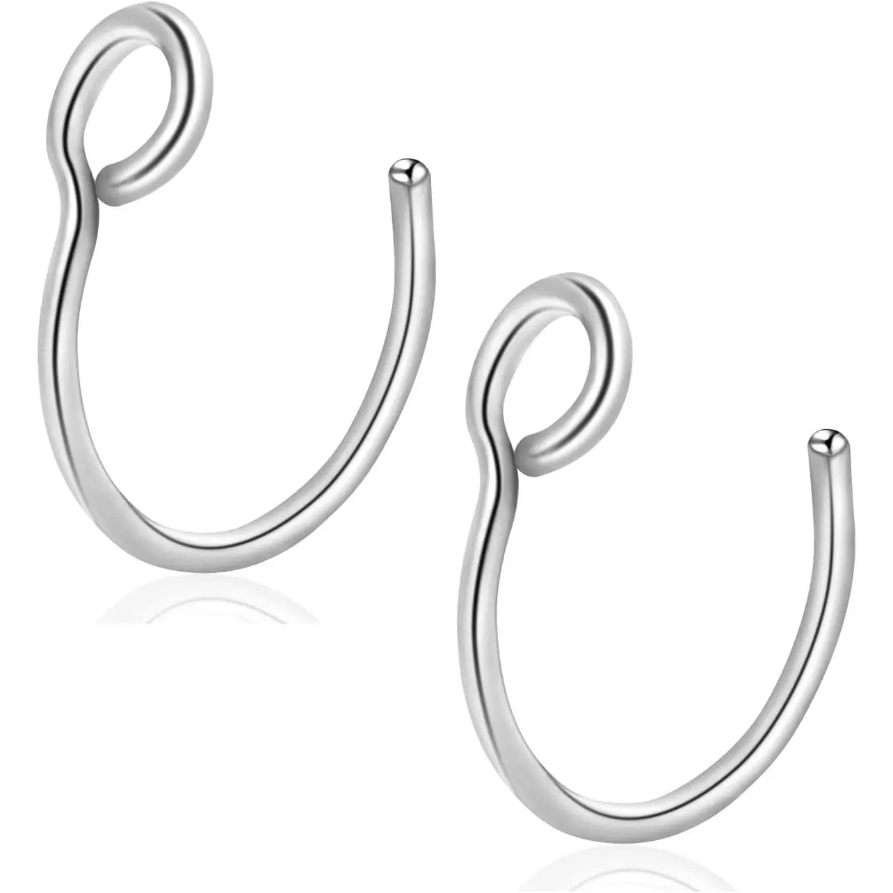 Nose Ring Hoop Clip On, Non Piercing Lip Rings 20G 8mm, Black Rose , Stainless Steel No Pierced for Women Men