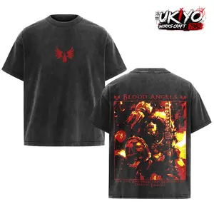 Warhammer 40K BLOOD ANGELS Washed Graphic Tee, Vintage Design Tshirt gifts men shirt Cotton Fabric Soft Top Menswear streetwear