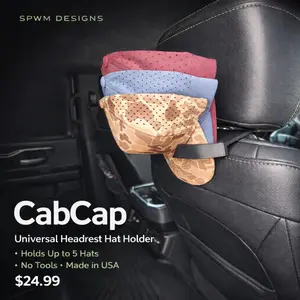 CabCap - Universal Headrest Hat Holder for Trucks Cars & SUVs | Holds 5 Hats