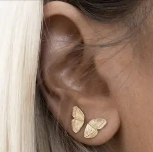 2 pcs Half Butterfly Wing Earrings and Piercing Set for Women