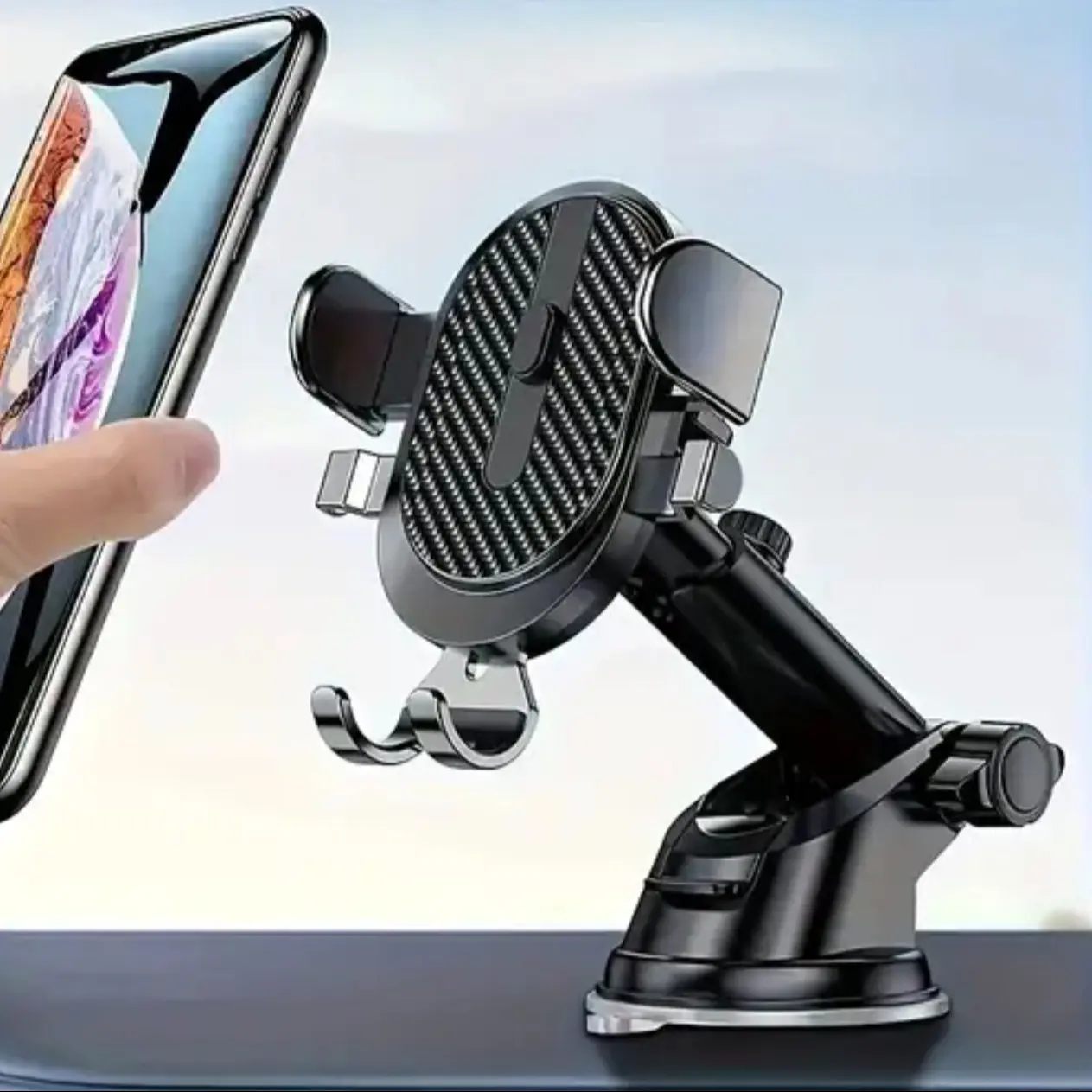 Car Dashboard Phone Mount - Universal Fit for iPhone & Samsung Android Phones | Secure Anti-Slip Hold