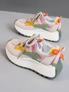 Women's Fashionable Lace Up Low Top Rubber Sneakers, Casual Athletic Trainer Comfortable Breathable Sports Running Walking Shoes, All-match Basic Shoes for Daily Wear