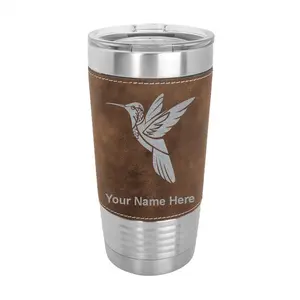 Personalized 20oz Faux Leather Tumbler, Hummingbird, Engraving Included