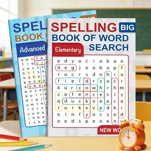 Spelling Book & Puzzle Book Collection, 2 Levels (beginner & Advanced), Vocabulary Learning Activity Manual, Fun Gift for Students