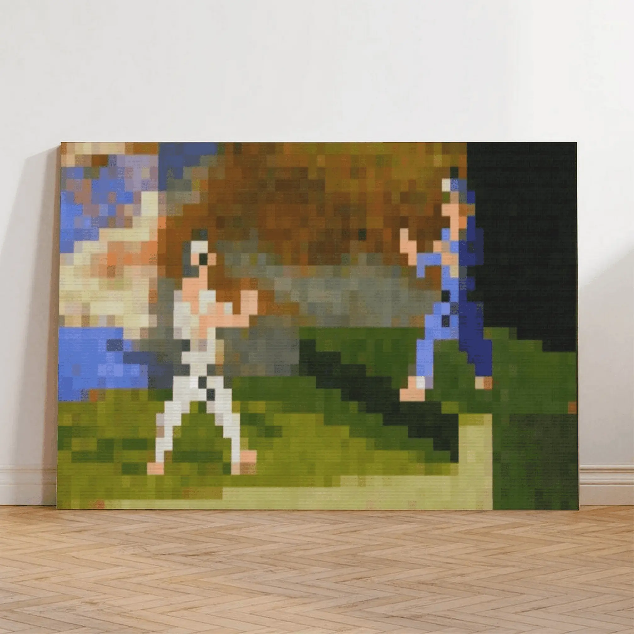 Minecraft Painting Fighters Unframed Print - Lightweight Minimalist Artistic Abstract Wall Decor - Office Man Cave Accessory, Collectible Gift