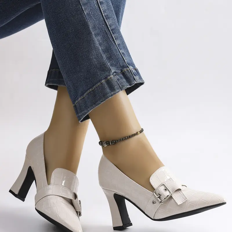 Women's Stiletto Heels Pointed Toe Slip-On High Heels, Business Office Shoes, Artificial Leather, Medium Width, All Seasons, Fashion Shoes, Formal Heels, Elegant Stilettos, Slip On Pumps, Stylish, Classy, Elegant, Dress Pumps Shoes, Elegant Heeled Shoes
