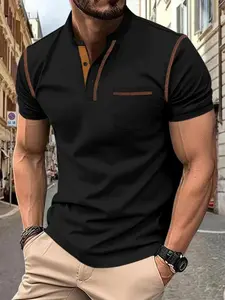 Men's Fashion Plaid Shirt with Stitch Details, Pocket, Breathable Casual Top, Ideal for Summer Daily Wear, Comfortable and Stylish